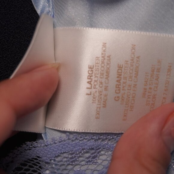 Secret Treasure Womens Light Blue Floral Sheer Silk Vintage Slip Size Large - Picture 8 of 8